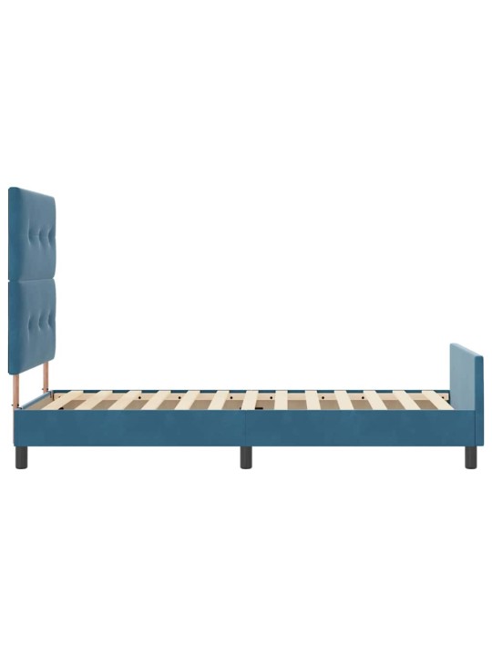 Gultas rāmis ar galvas klāju tumši zila 90 x 200 cm samts