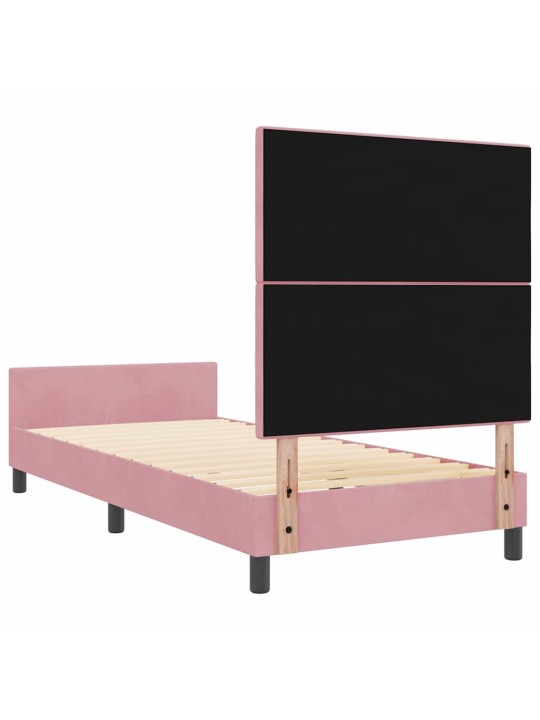 Gultas rāmis ar galvas klāju rozā 90 x 200 cm samts