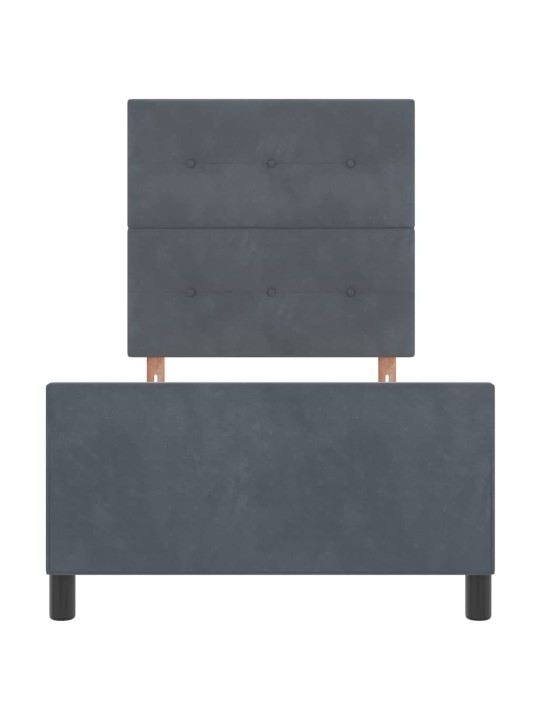 Gultas rāmis ar galvas klāju tumši pelēka 100 x 200 cm samts