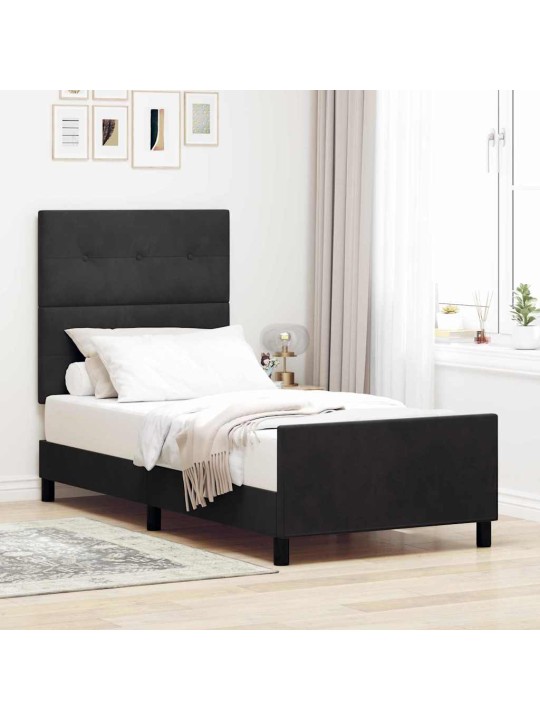 Gultas rāmis ar galvas klāju melna 100 x 200 cm samts