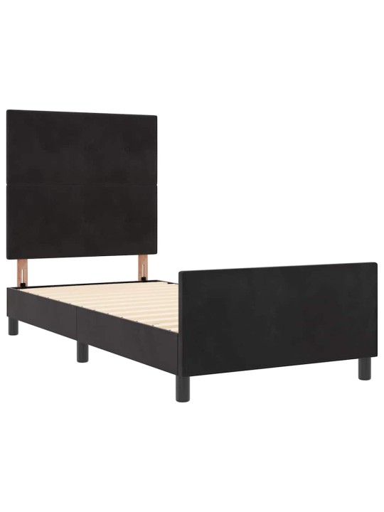 Gultas rāmis ar galvas klāju melna 100 x 200 cm samts