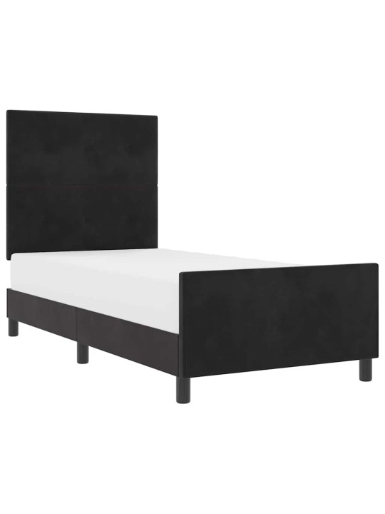 Gultas rāmis ar galvas klāju melna 100 x 200 cm samts