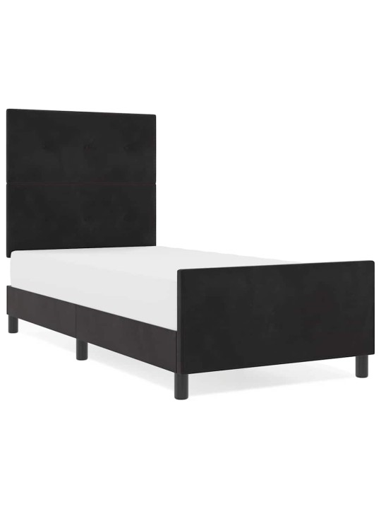 Gultas rāmis ar galvas klāju melna 100 x 200 cm samts