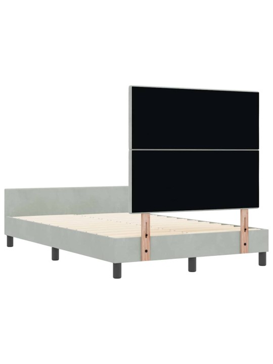 Gultas rāmis ar galvas klāju gaiši pelēka 120 x 190 cm samts