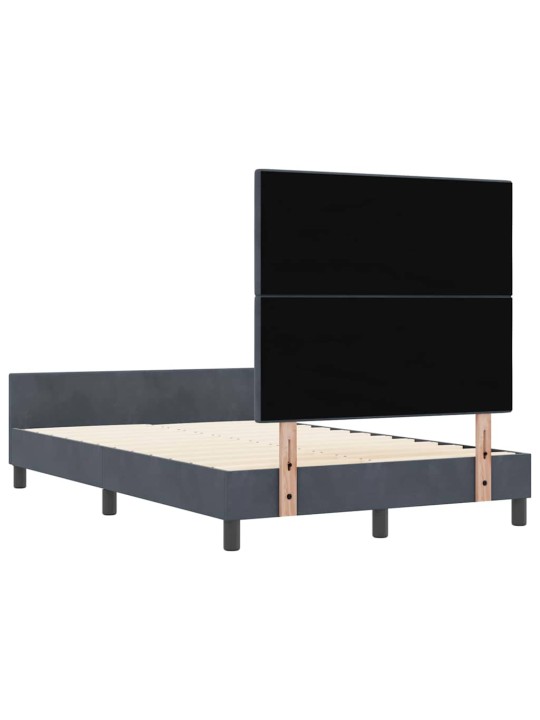 Gultas rāmis ar galvas klāju tumši pelēka 120 x 200 cm samts
