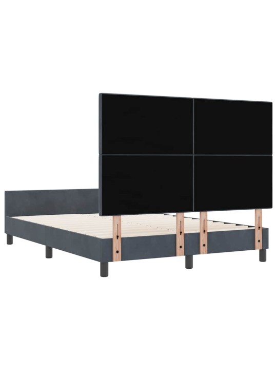 Gultas rāmis ar galvas klāju tumši pelēka 160 x 200 cm samts