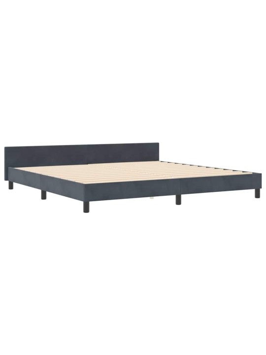 Gultas rāmis ar galvas klāju tumši pelēka 200 x 200 cm samts