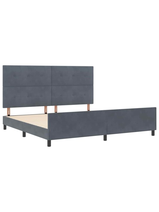 Gultas rāmis ar galvas klāju tumši pelēka 200 x 200 cm samts