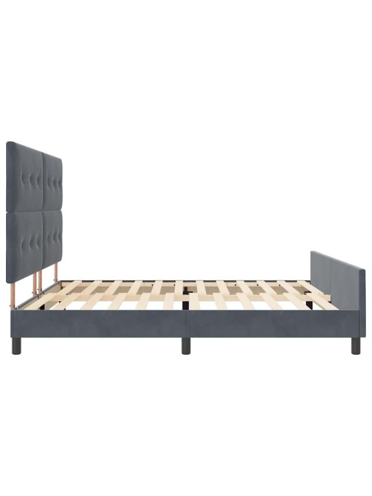 Gultas rāmis ar galvas klāju tumši pelēka 200 x 200 cm samts