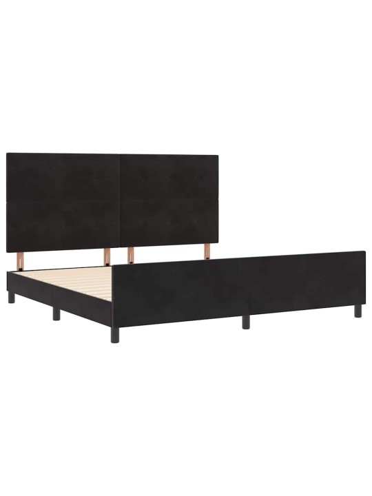 Gultas rāmis ar galvas klāju melna 200 x 200 cm samts