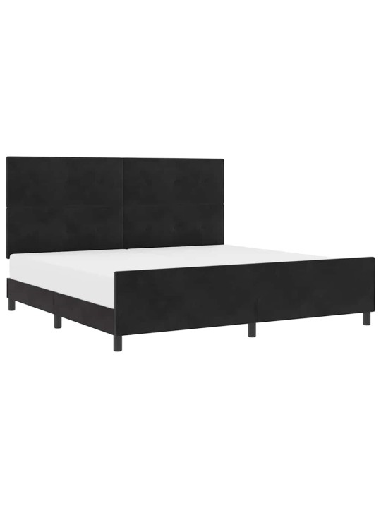 Gultas rāmis ar galvas klāju melna 200 x 200 cm samts