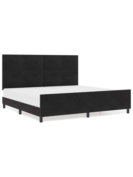Gultas rāmis ar galvas klāju melna 200 x 200 cm samts