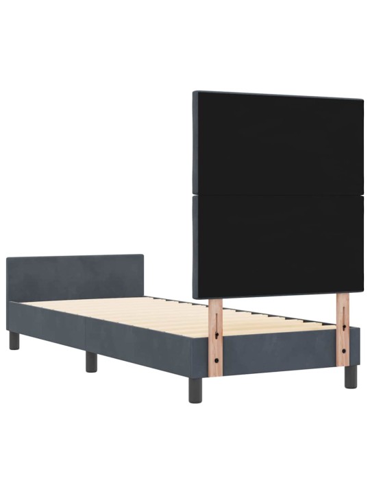 Gultas rāmis ar galvas klāju tumši pelēka 80 x 200 cm samts