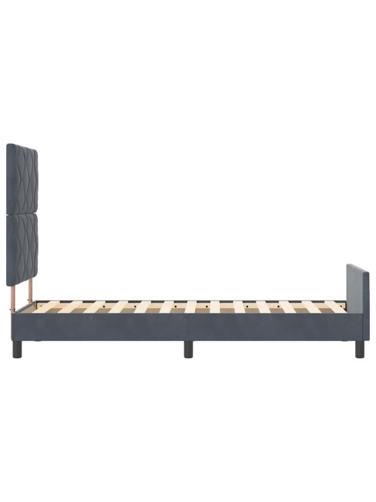 Gultas rāmis ar galvas klāju tumši pelēka 80 x 200 cm samts