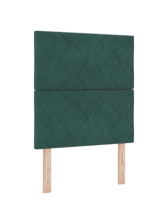 Gultas rāmis ar galvas klāju tumši zaļa 80 x 200 cm samts
