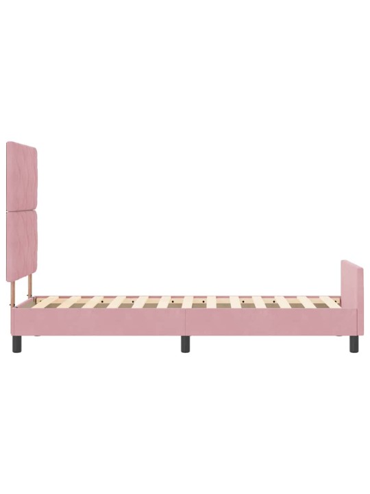 Gultas rāmis ar galvas klāju rozā 80 x 200 cm samts