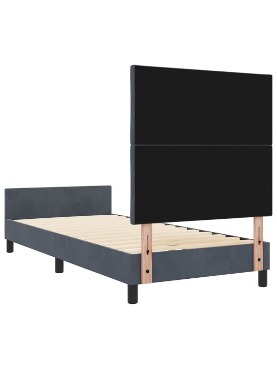 Gultas rāmis ar galvas klāju tumši pelēka 90 x 200 cm samts