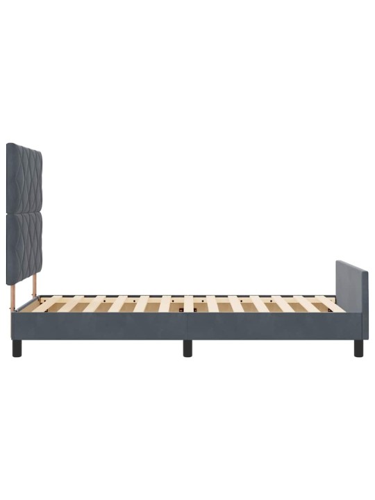 Gultas rāmis ar galvas klāju tumši pelēka 90 x 200 cm samts