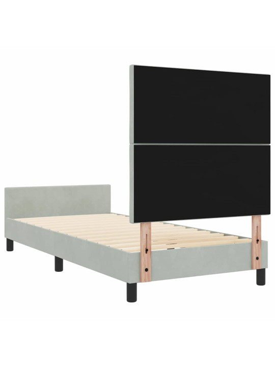 Gultas rāmis ar galvas klāju gaiši pelēka 100 x 200 cm samts