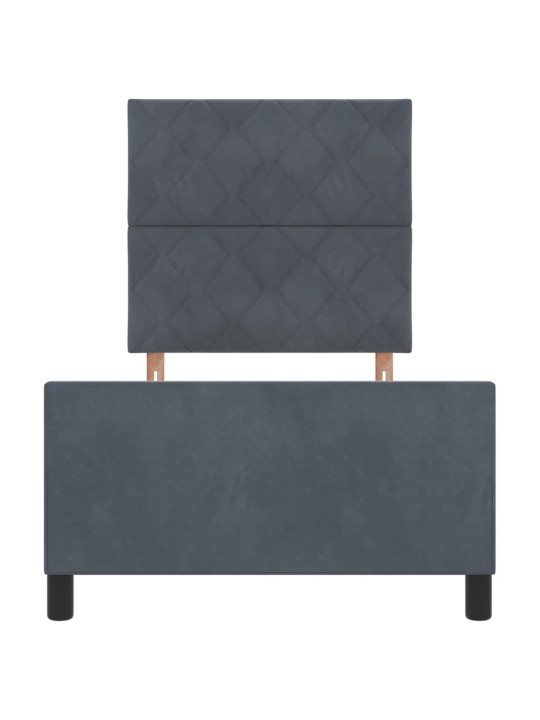 Gultas rāmis ar galvas klāju tumši pelēka 100 x 200 cm samts