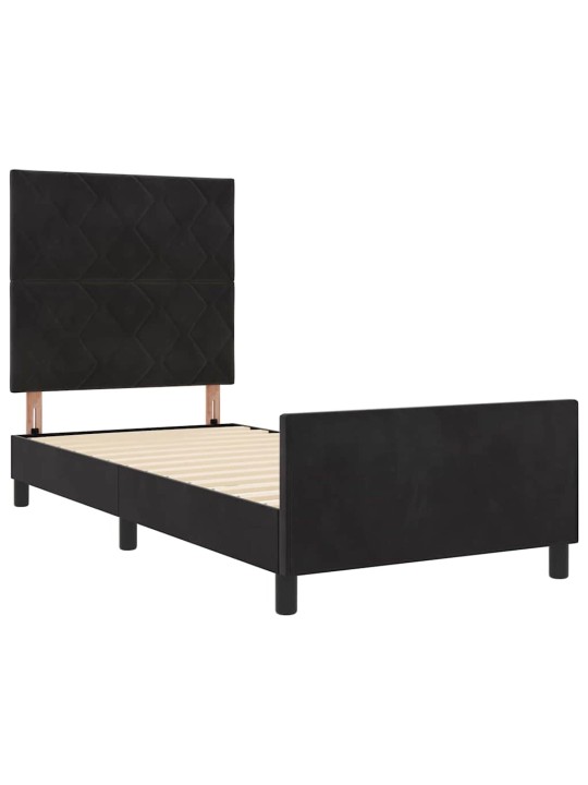 Gultas rāmis ar galvas klāju melna 100 x 200 cm samts