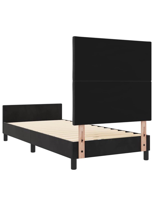Gultas rāmis ar galvas klāju melna 100 x 200 cm samts