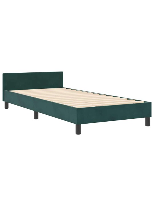 Gultas rāmis ar galvas klāju tumši zaļa 100 x 200 cm samts