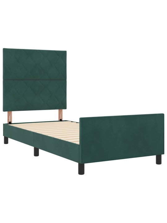 Gultas rāmis ar galvas klāju tumši zaļa 100 x 200 cm samts