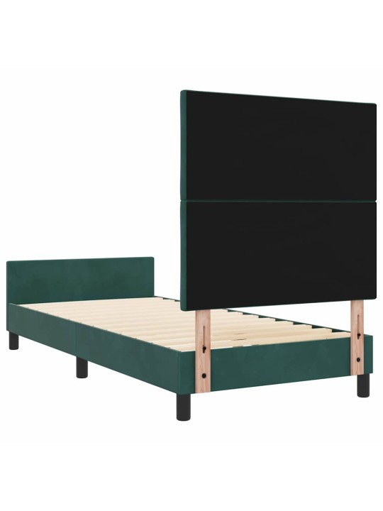 Gultas rāmis ar galvas klāju tumši zaļa 100 x 200 cm samts