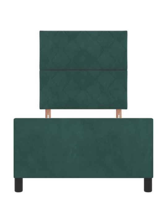 Gultas rāmis ar galvas klāju tumši zaļa 100 x 200 cm samts