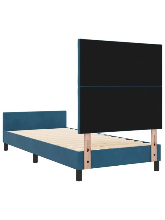 Gultas rāmis ar galvas klāju tumši zila 100 x 200 cm samts