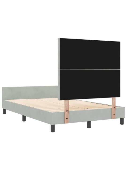 Gultas rāmis ar galvas klāju gaiši pelēka 120 x 200 cm samts