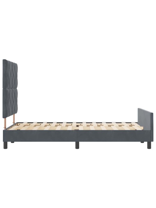 Gultas rāmis ar galvas klāju tumši pelēka 120 x 200 cm samts
