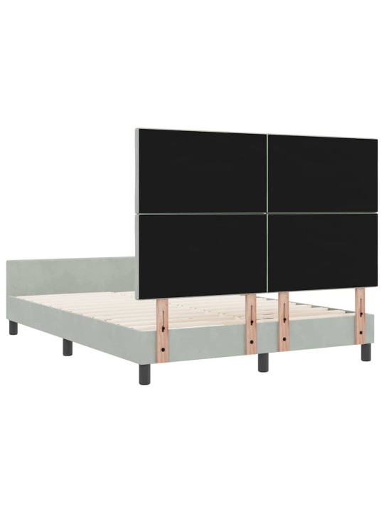 Gultas rāmis ar galvas klāju gaiši pelēka 140 x 190 cm samts