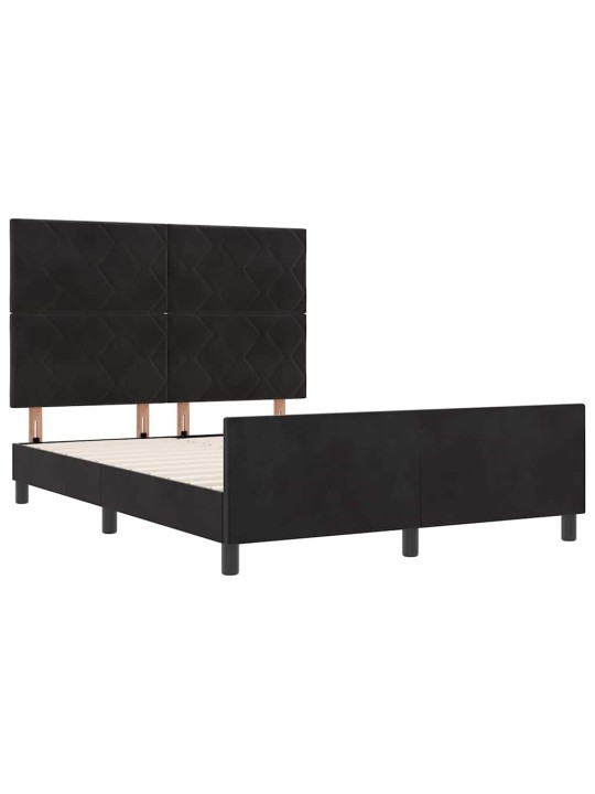 Gultas rāmis ar galvas klāju melna 140 x 190 cm samts
