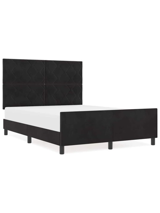 Gultas rāmis ar galvas klāju melna 140 x 190 cm samts