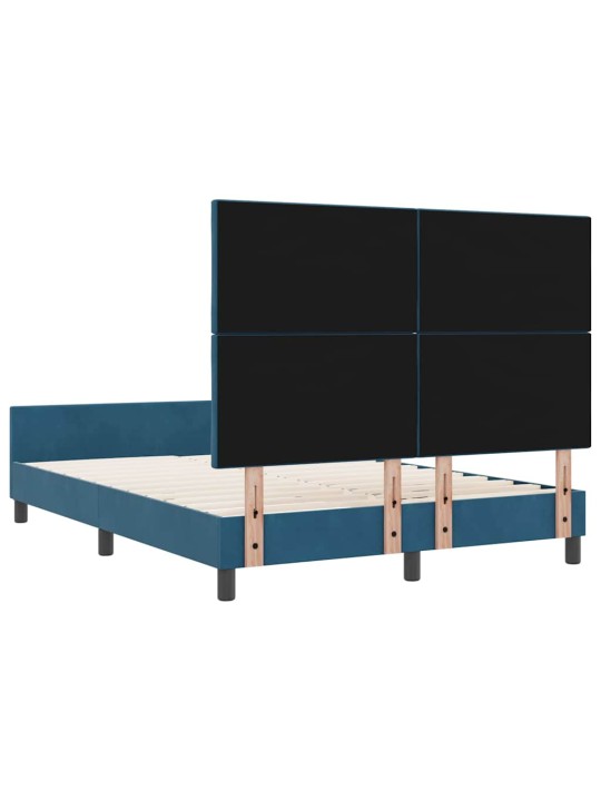 Gultas rāmis ar galvas klāju tumši zila 140 x 190 cm samts