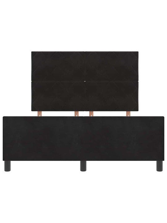 Gultas rāmis ar galvas klāju melna 140 x 200 cm samts