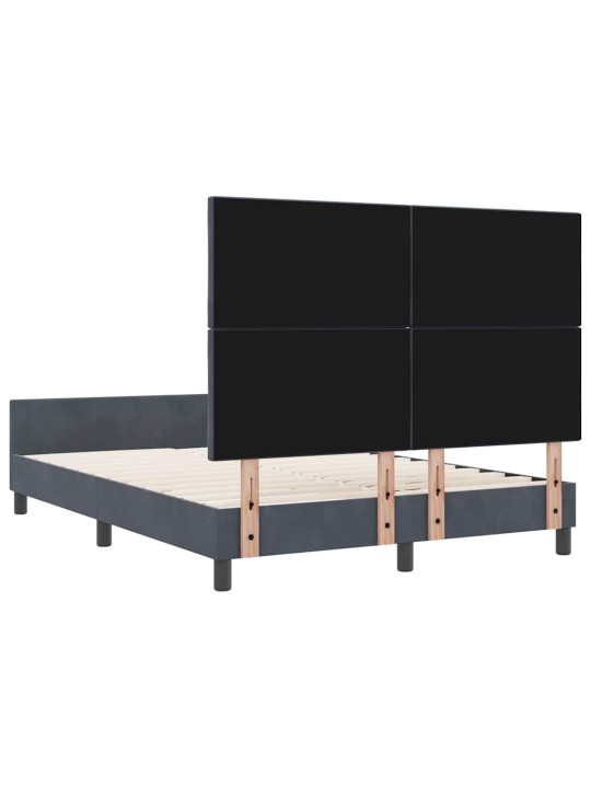 Gultas rāmis ar galvas klāju tumši pelēka 160 x 200 cm samts