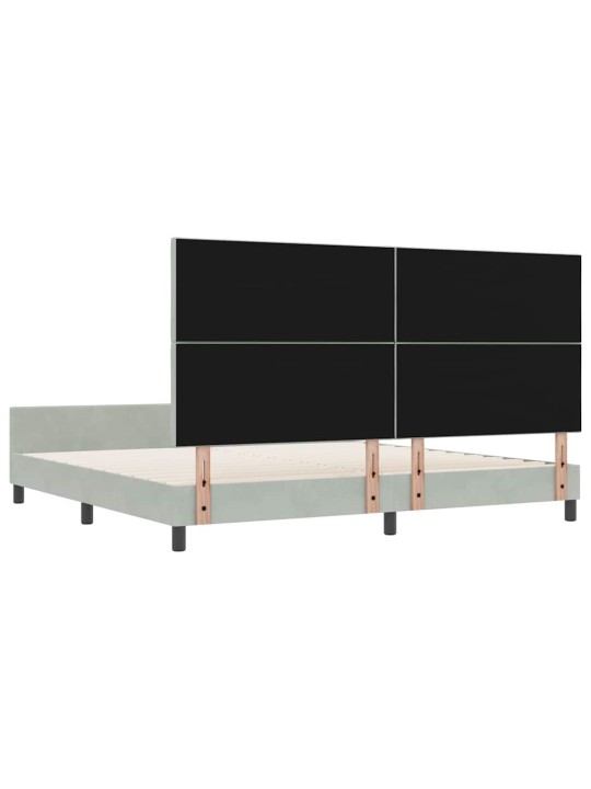 Gultas rāmis ar galvas klāju gaiši pelēka 200 x 200 cm samts