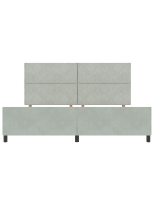 Gultas rāmis ar galvas klāju gaiši pelēka 200 x 200 cm samts