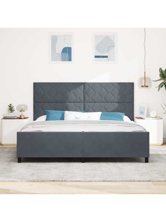 Gultas rāmis ar galvas klāju tumši pelēka 200 x 200 cm samts