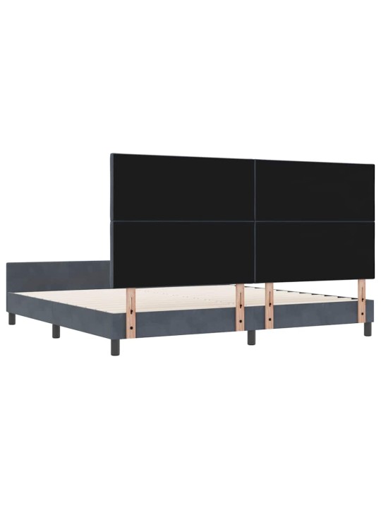 Gultas rāmis ar galvas klāju tumši pelēka 200 x 200 cm samts