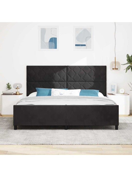 Gultas rāmis ar galvas klāju melna 200 x 200 cm samts