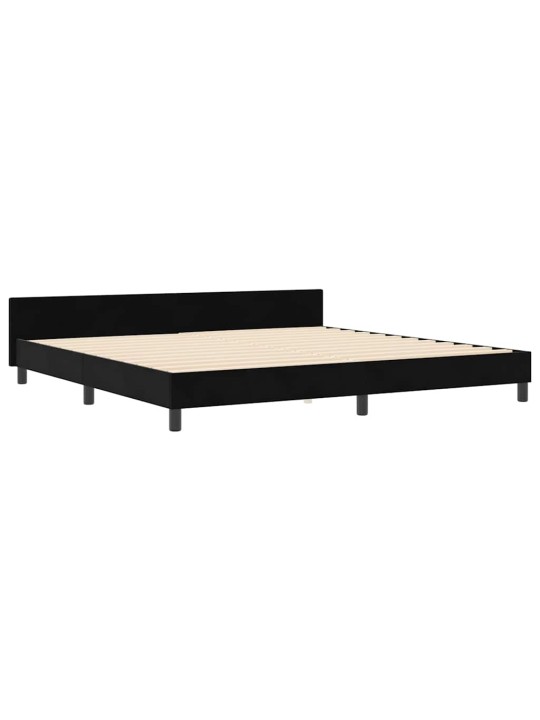Gultas rāmis ar galvas klāju melna 200 x 200 cm samts