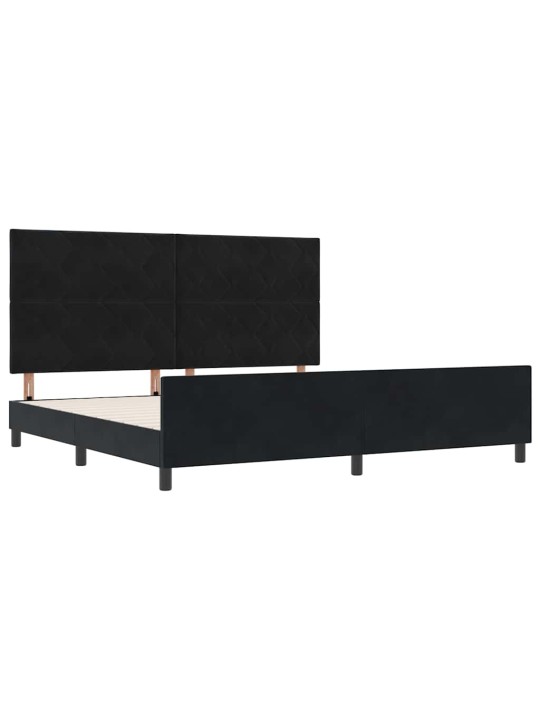 Gultas rāmis ar galvas klāju melna 200 x 200 cm samts