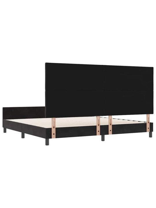 Gultas rāmis ar galvas klāju melna 200 x 200 cm samts