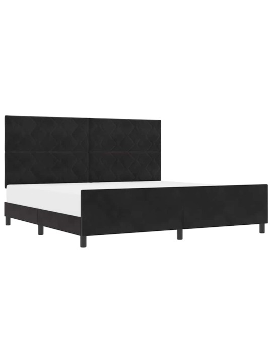 Gultas rāmis ar galvas klāju melna 200 x 200 cm samts