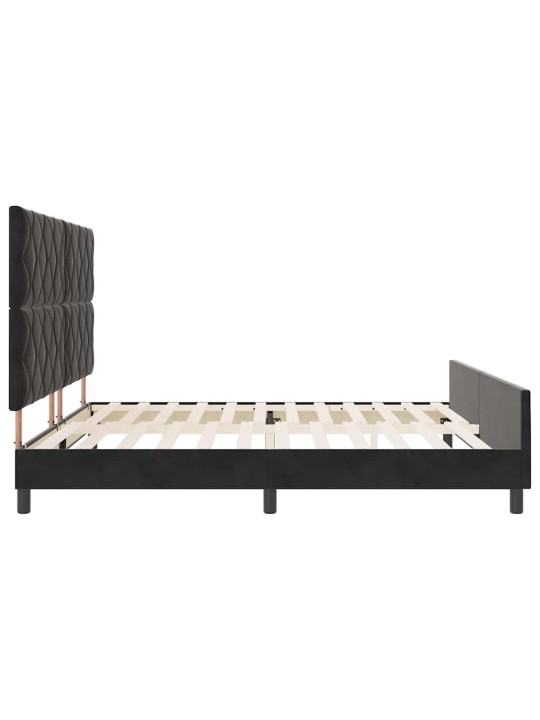 Gultas rāmis ar galvas klāju melna 200 x 200 cm samts