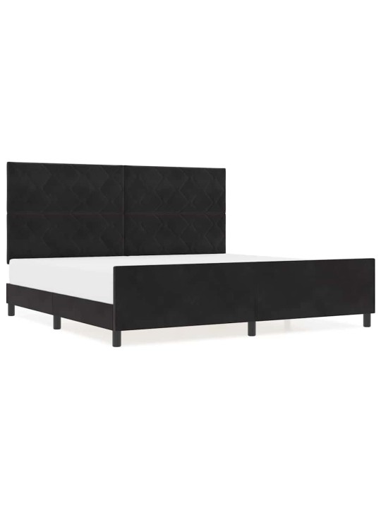 Gultas rāmis ar galvas klāju melna 200 x 200 cm samts